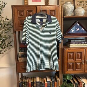 Catalina Green and White Striped Polo Shirt